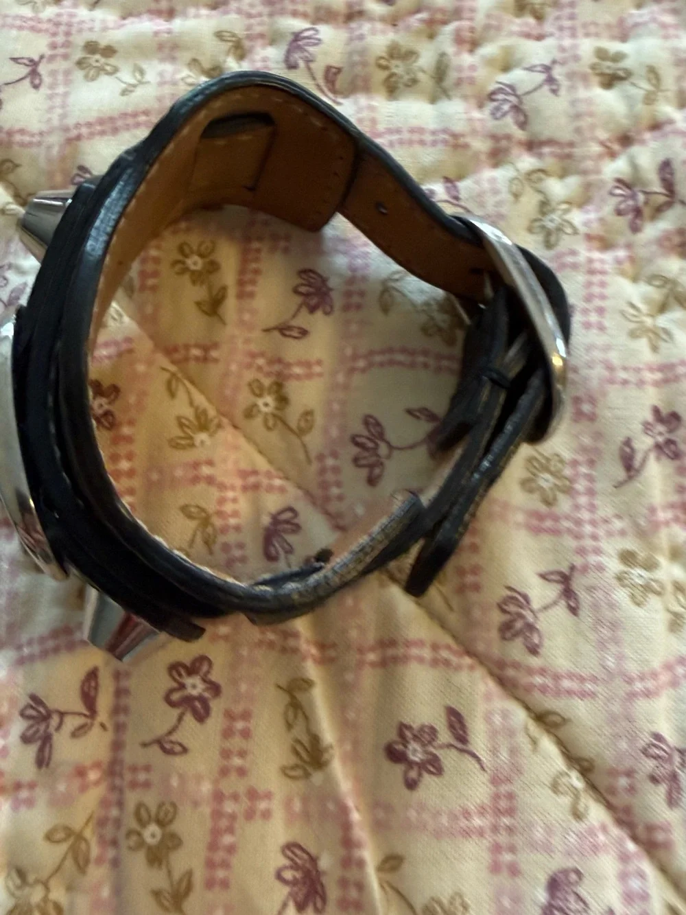 Balenciaga Paris Black Leather Giant Stud Cuff Bracelet | Size M